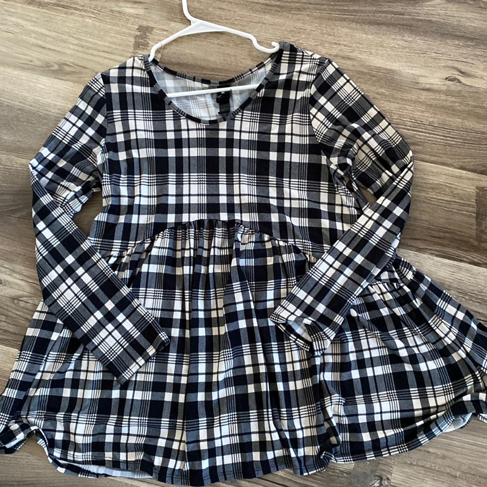 Checkered Babydoll Blouse